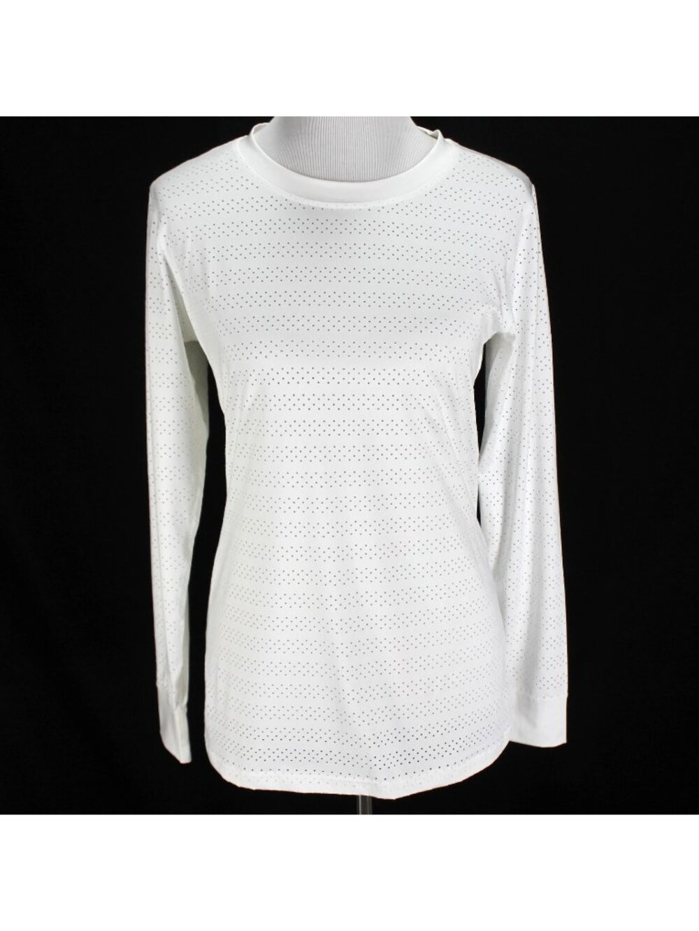 Zyia Active Perforated Long Sleeve Top Womens Size L White Crewneck Tee Shirt